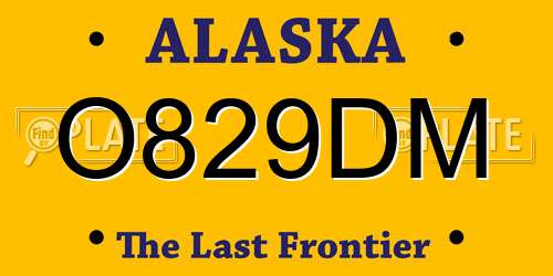 O829DM Alaska License Plate