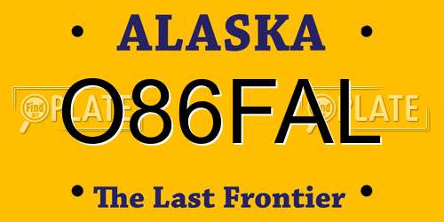 O86FAL Alaska License Plate