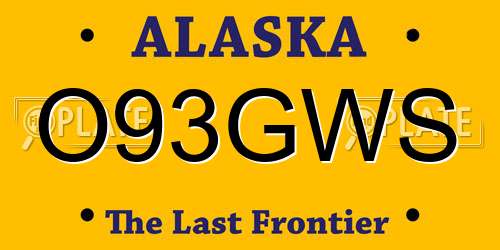 O93GWS Alaska License Plate