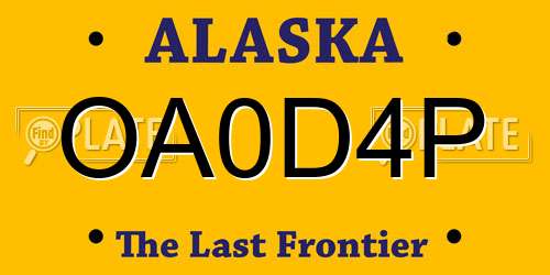 OA0D4P Alaska License Plate