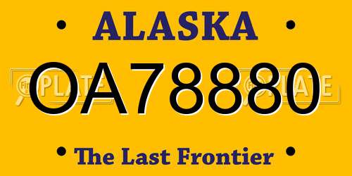 OA78880 Alaska License Plate