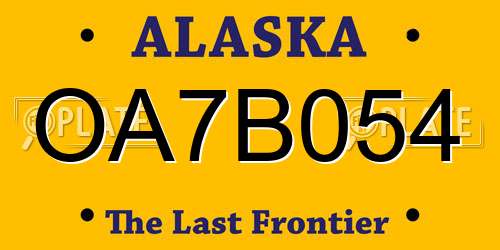 OA7B054 Alaska License Plate