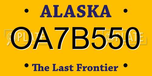 OA7B550 Alaska License Plate