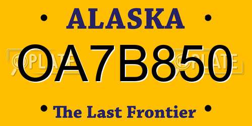 OA7B850 Alaska License Plate