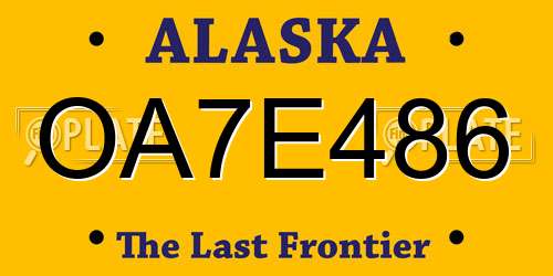 OA7E486 Alaska License Plate