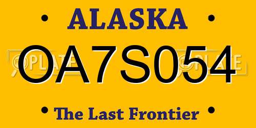 OA7S054 Alaska License Plate