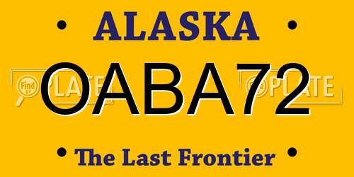 OABA72 Alaska License Plate