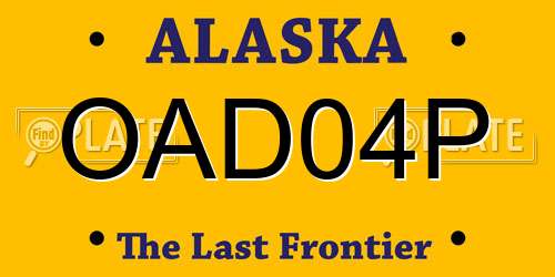 OAD04P Alaska License Plate