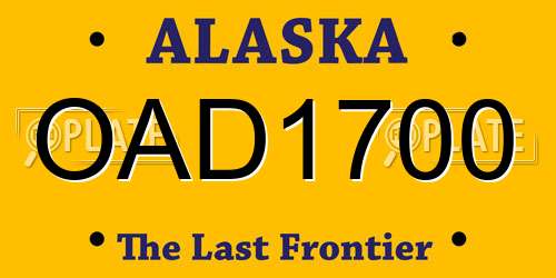 OAD1700 Alaska License Plate