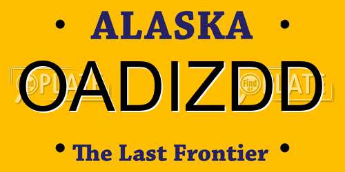 OADIZDD Alaska License Plate