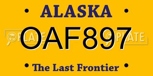 OAF897 Alaska License Plate