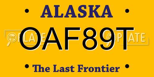 OAF89T Alaska License Plate