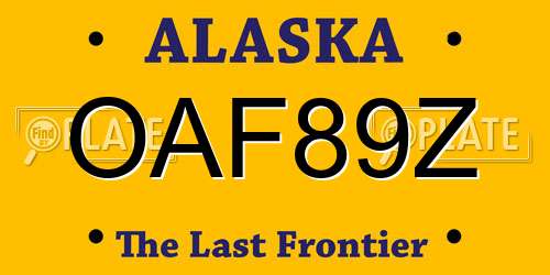 OAF89Z Alaska License Plate
