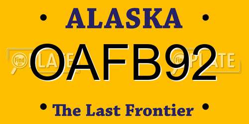 OAFB92 Alaska License Plate