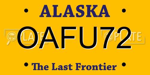 OAFU72 Alaska License Plate