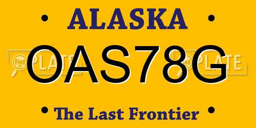OAS78G Alaska License Plate
