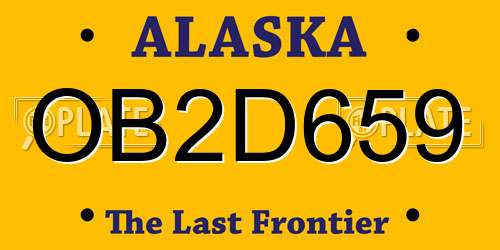 OB2D659 Alaska License Plate