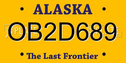 OB2D689 Alaska License Plate