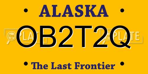 OB2T2Q Alaska License Plate