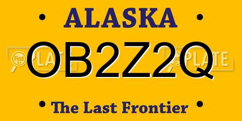 OB2Z2Q Alaska License Plate