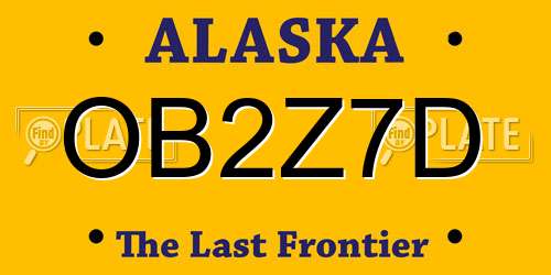 OB2Z7D Alaska License Plate