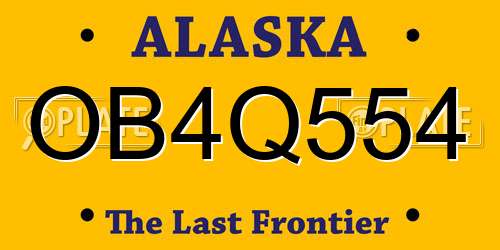 OB4Q554 Alaska License Plate