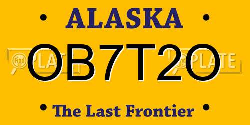 OB7T2O Alaska License Plate