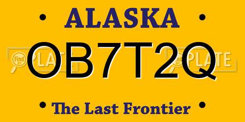 OB7T2Q Alaska License Plate