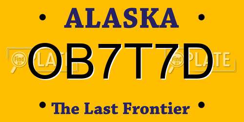 OB7T7D Alaska License Plate