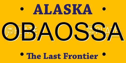 OBAOSSA Alaska License Plate