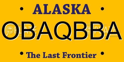 OBAQBBA Alaska License Plate
