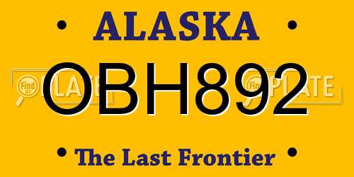 OBH892 Alaska License Plate