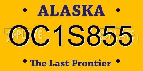 OC1S855 Alaska License Plate
