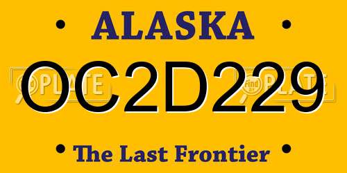OC2D229 Alaska License Plate