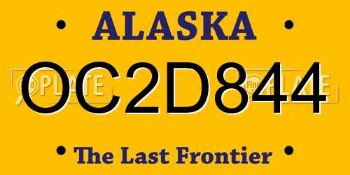 OC2D844 Alaska License Plate