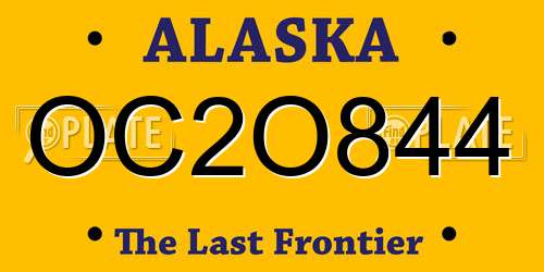 OC2O844 Alaska License Plate
