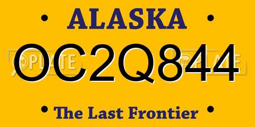 OC2Q844 Alaska License Plate