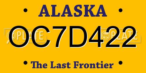 OC7D422 Alaska License Plate