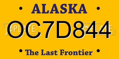 OC7D844 Alaska License Plate