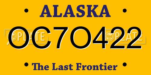 OC7O422 Alaska License Plate
