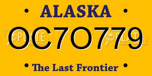 OC7O779 Alaska License Plate