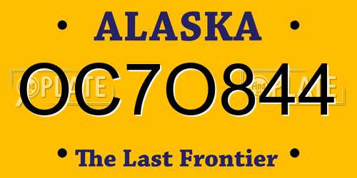 OC7O844 Alaska License Plate