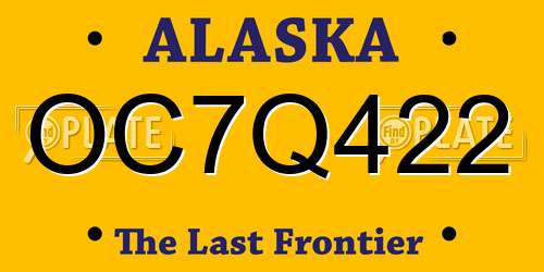 OC7Q422 Alaska License Plate