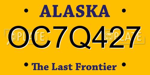 OC7Q427 Alaska License Plate