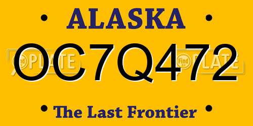 OC7Q472 Alaska License Plate