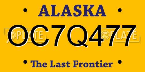 OC7Q477 Alaska License Plate