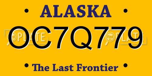 OC7Q779 Alaska License Plate