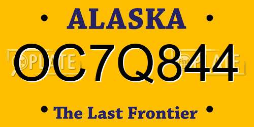 OC7Q844 Alaska License Plate