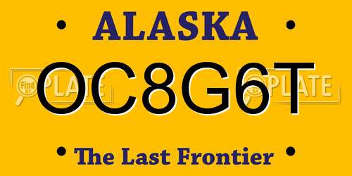 OC8G6T Alaska License Plate