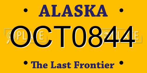 OCT0844 Alaska License Plate